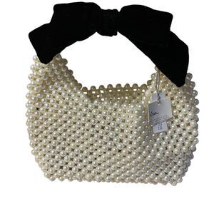 Faux pearl beaded hand bag NEW